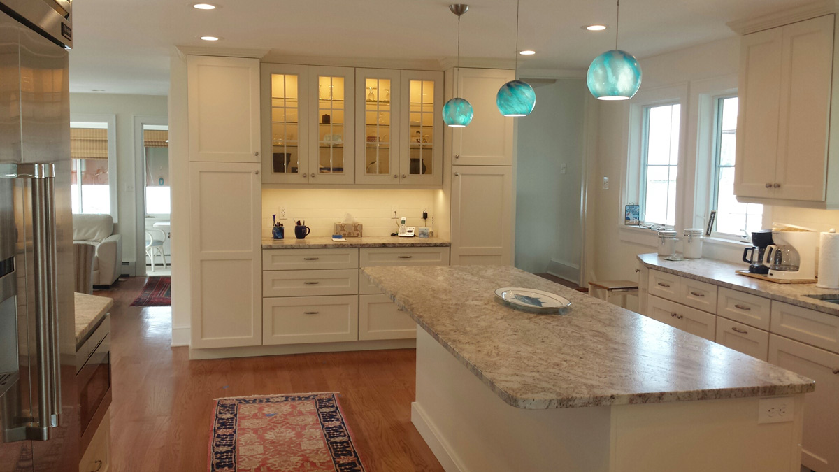 1940s residence redesign kitchen with granite island